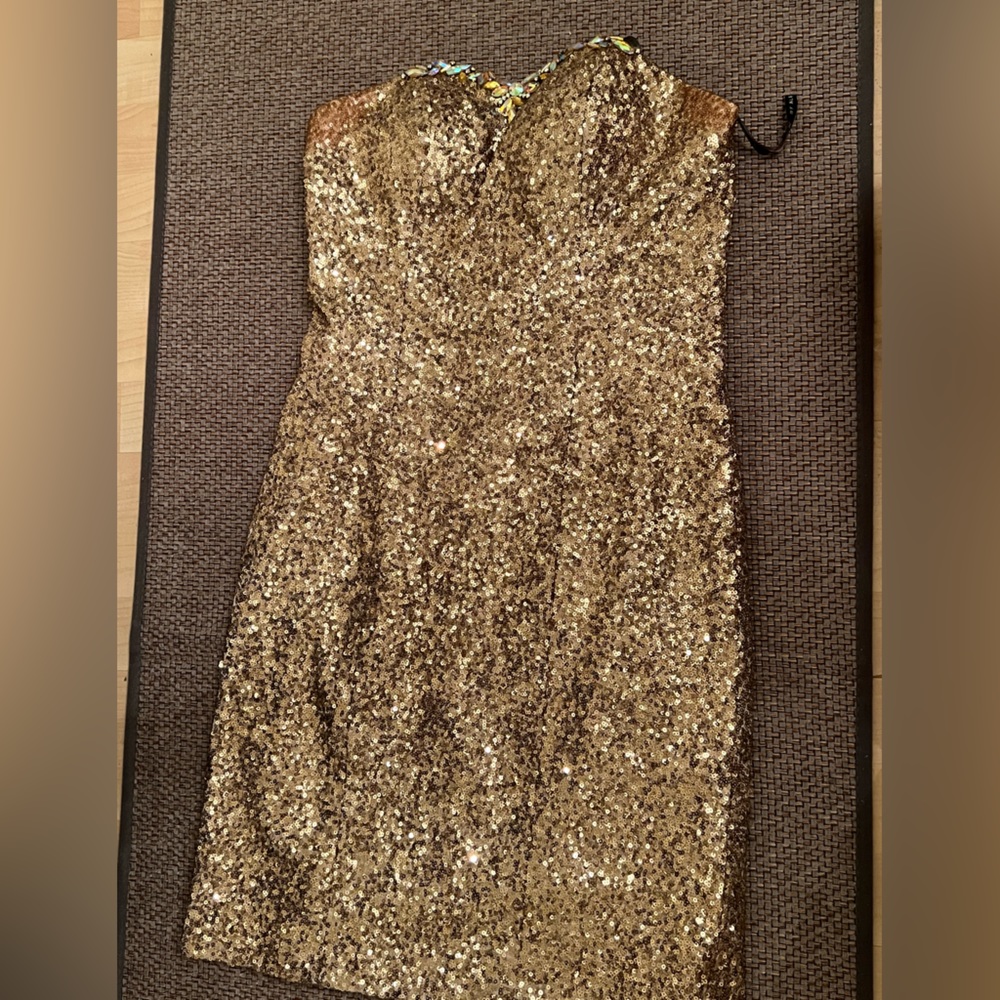 Gold Sequin Sweetheart Mini Dress